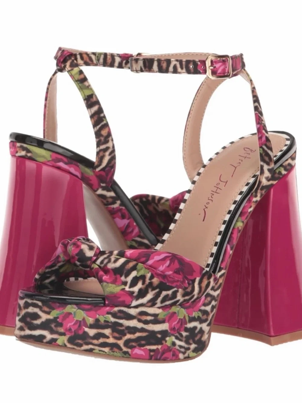 Betsey Johnson Hot Pink Floral Leopard Platform Sandal